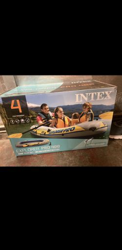 Intex Inflatable Kayak Explorer Pro 400 Four-Person Boat with Oars And Pump