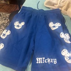 Blue Mickey Mouse Graphic Shorts