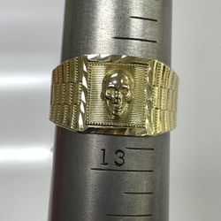 Yellow gold skull head ring 149895-1 