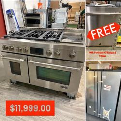 JENNAIR 48 inch Gas Range | 48 inch Built In Refrigerator + Free Dishwasher