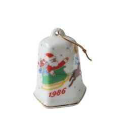 1986 Lillian Vernon Christmas Ceramic/Porcelain Bell Ornament