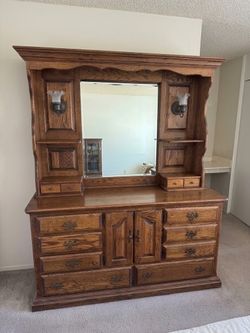 Oak Dresser and Hutch