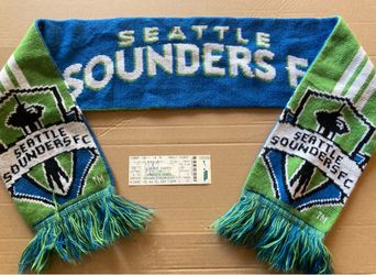 Seattle Sounders FC 2010 Scarf + 2003 Ticket Stub w/Autograph on Front and Back pre-MLS, Lot of 2