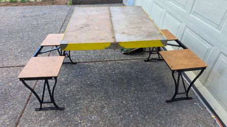 Vintage "Handy" Suitcase Folding Picnic Table & Chair Set Milwaukee Stamping Co