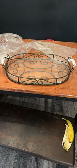 Princess House Metal And Crystal Tray