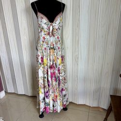 CAMILLA, MAXI DRESS; SILK CREPE SIZE S