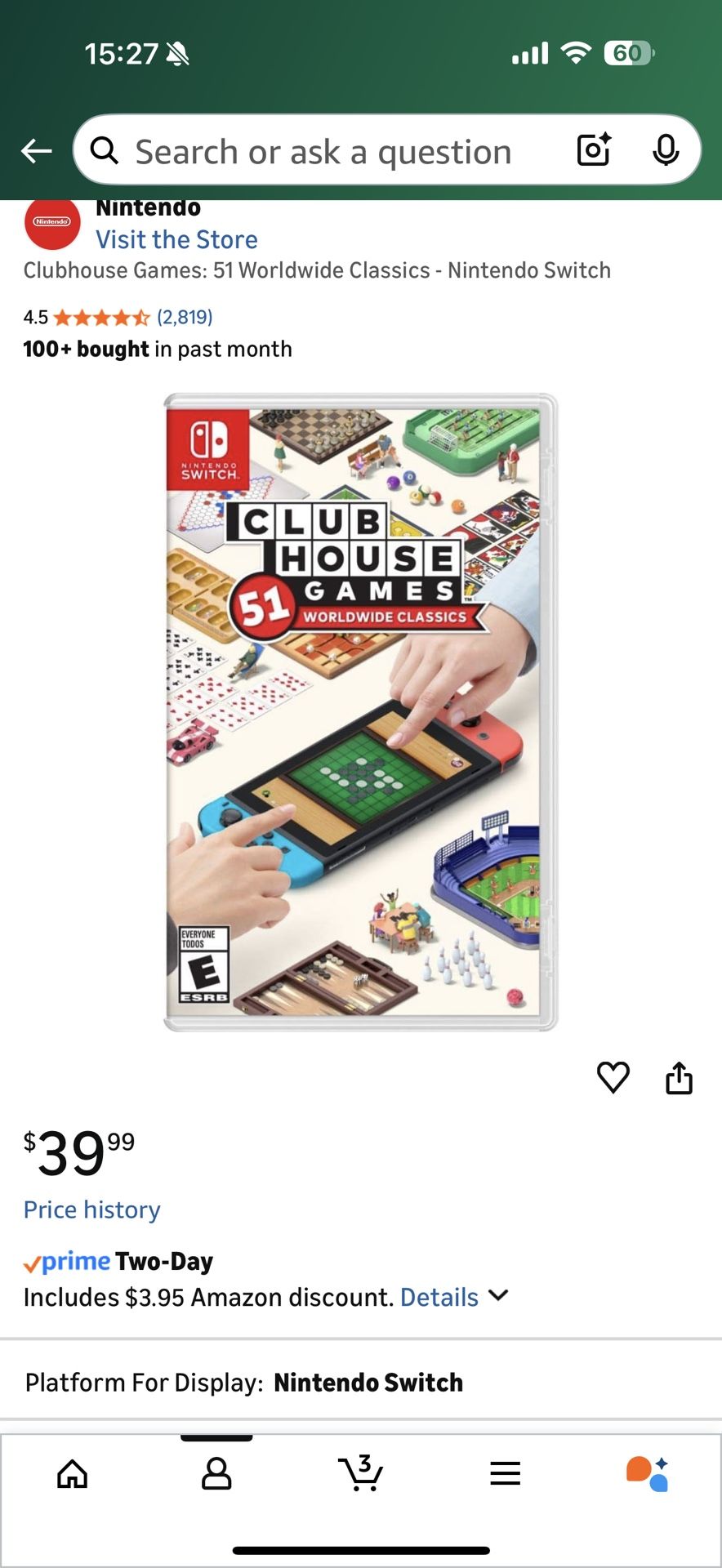 CLUBHOUSE GAMES NINTENDO SWITCH