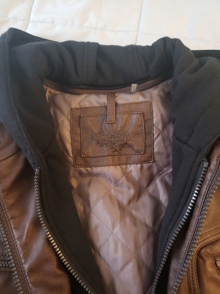 Calvin Klein, Men's Leather Moto Jacket Size Small