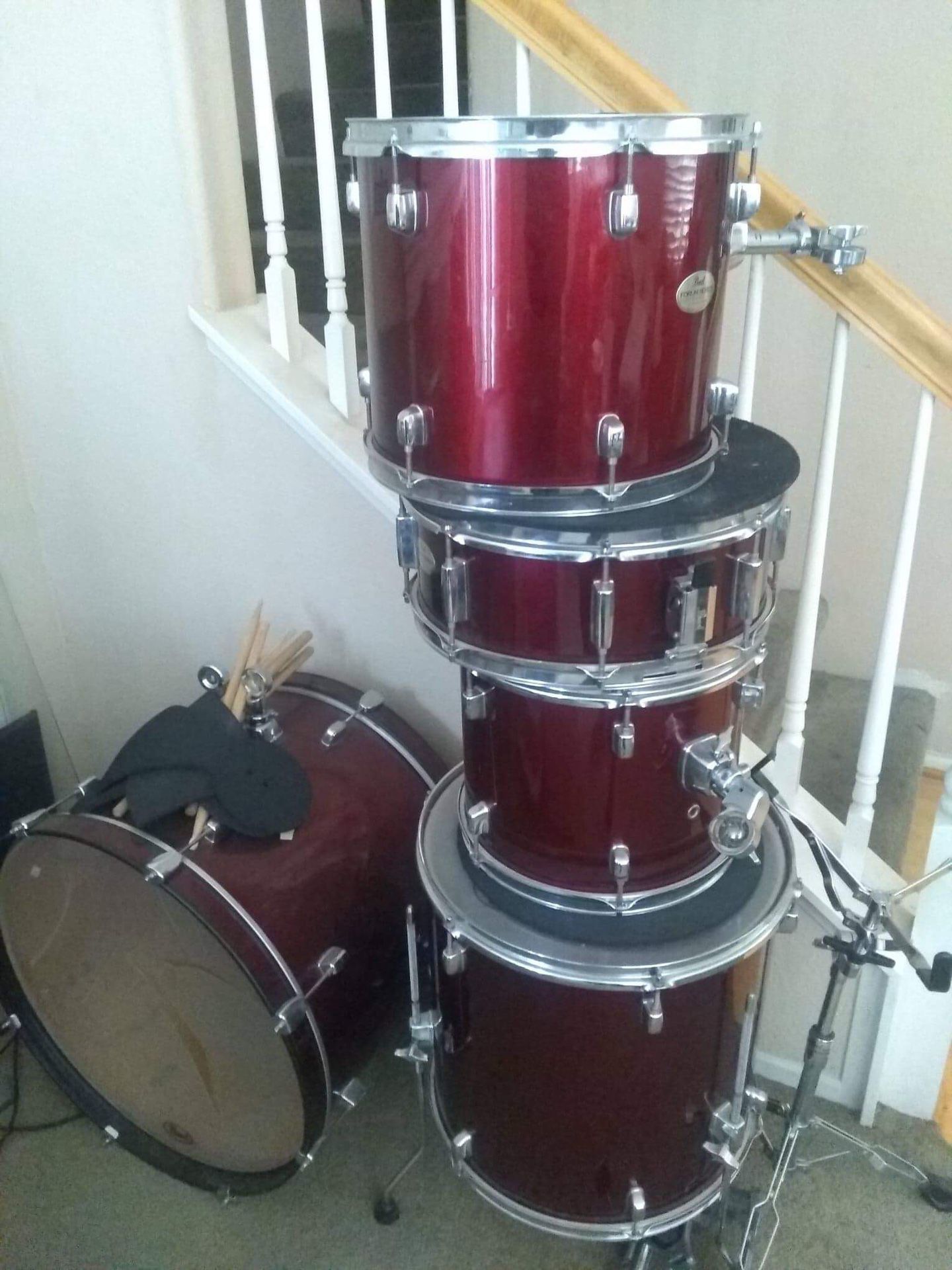 Red Pearl Drum Set
