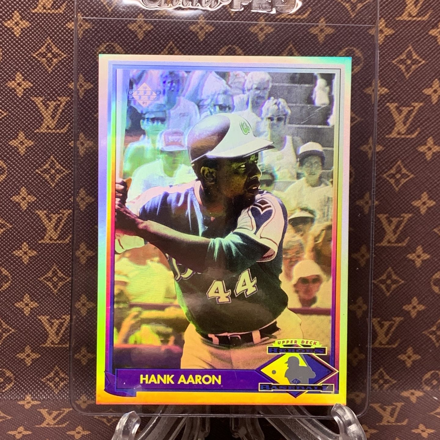 hank aaron holographic baseball card 1991 Upper Deck Braves Holofoil #HH1 : Collectibles & Fine Art 1991 Original PSA 7 Hank