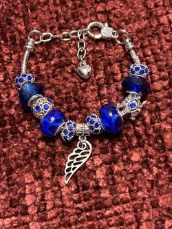 Blue Angel Wing Charm Bracelet