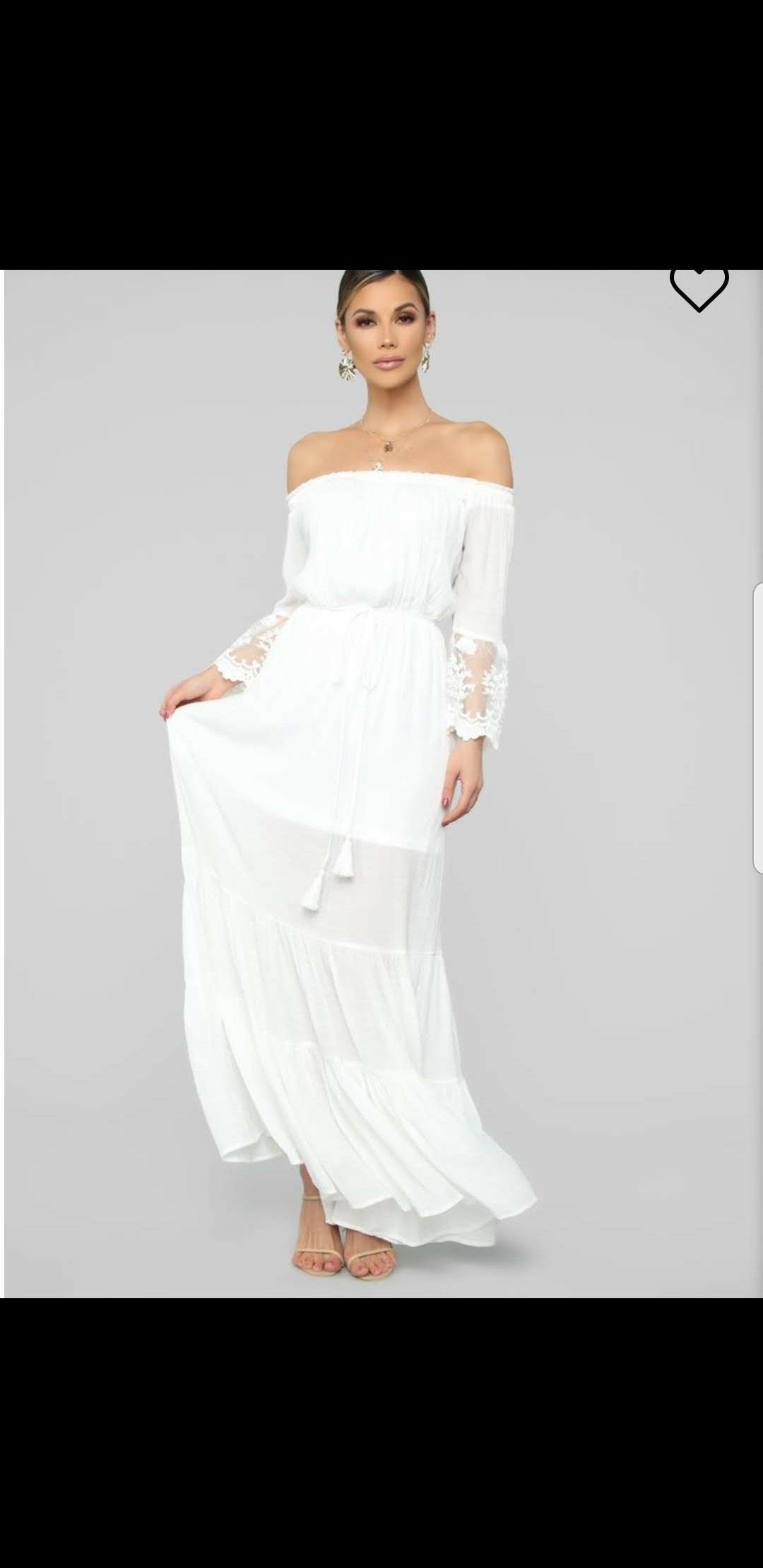 Womens white boho maxi dress