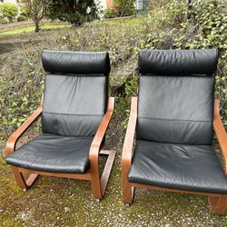 IKEA POANG Leather Armchairs 