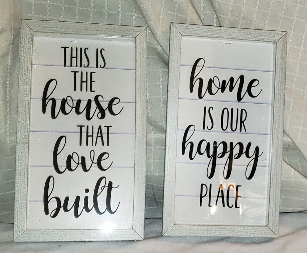 "This is the House that Love Built" & "Home is our Happy Place" Wall Home Décor Dual Set