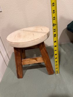 Small Rustic Wooden Stool with White Top