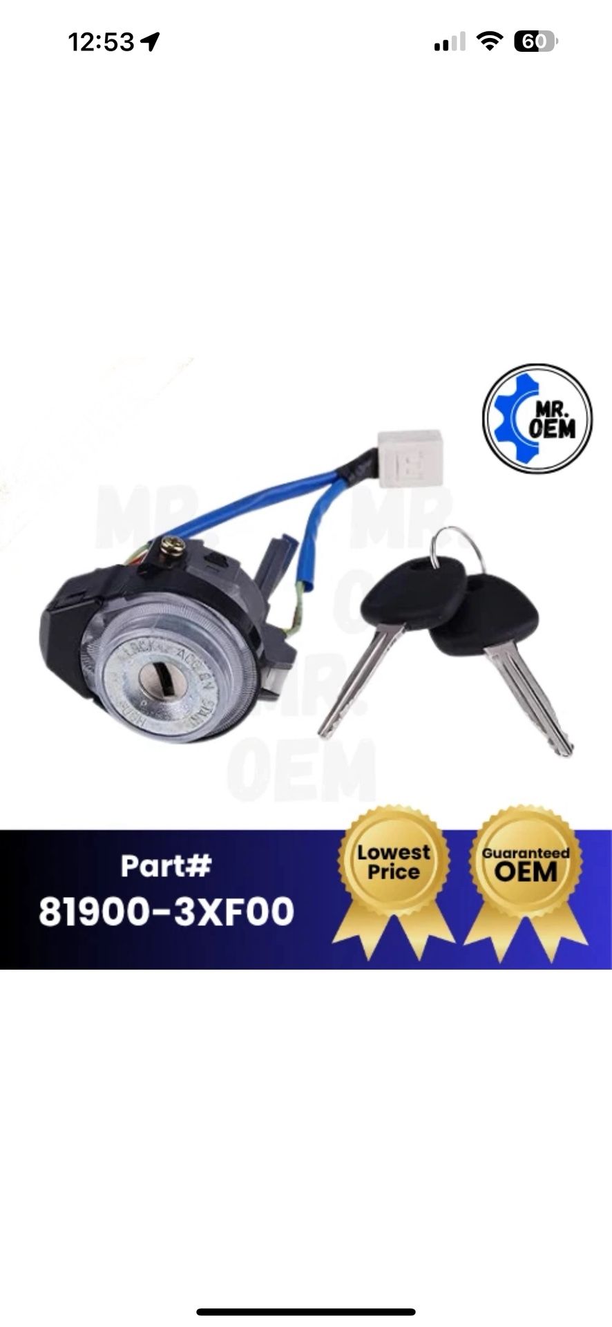 *NEW* Genuine 2011-2016 Hyundai Elantra Key Sub Set-Steering Lock 819003XF00