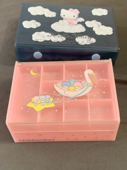 Vintage Sanrio Hello Kitty & Little Twin Stars Jewelry Storage Boxes Set of 2