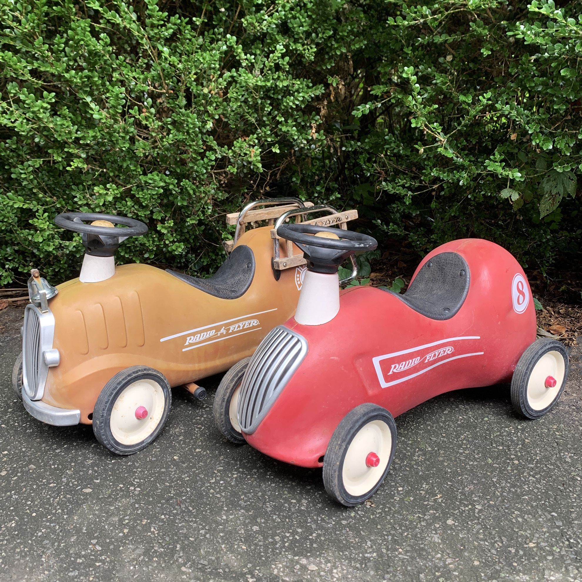 (2) Vintage Radio Flyer Collectible Metal Toy Cars