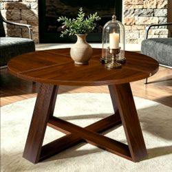 Round Coffee Table, 31.5" Modern Unique Farmhouse Coffee