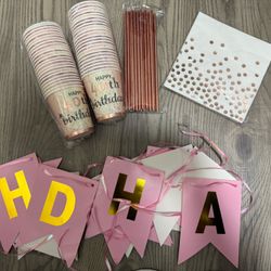 40th Birthday Pink & Gold Party Decor 