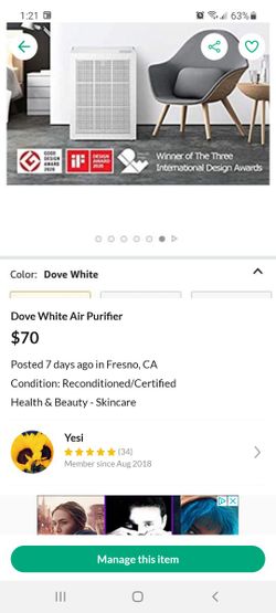 Dove White Air Purifier 