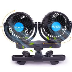 Electric Car Cooling Fan, for Rear Passenger Seat - Zento Deals Dual Head Rotatable 12V Air 