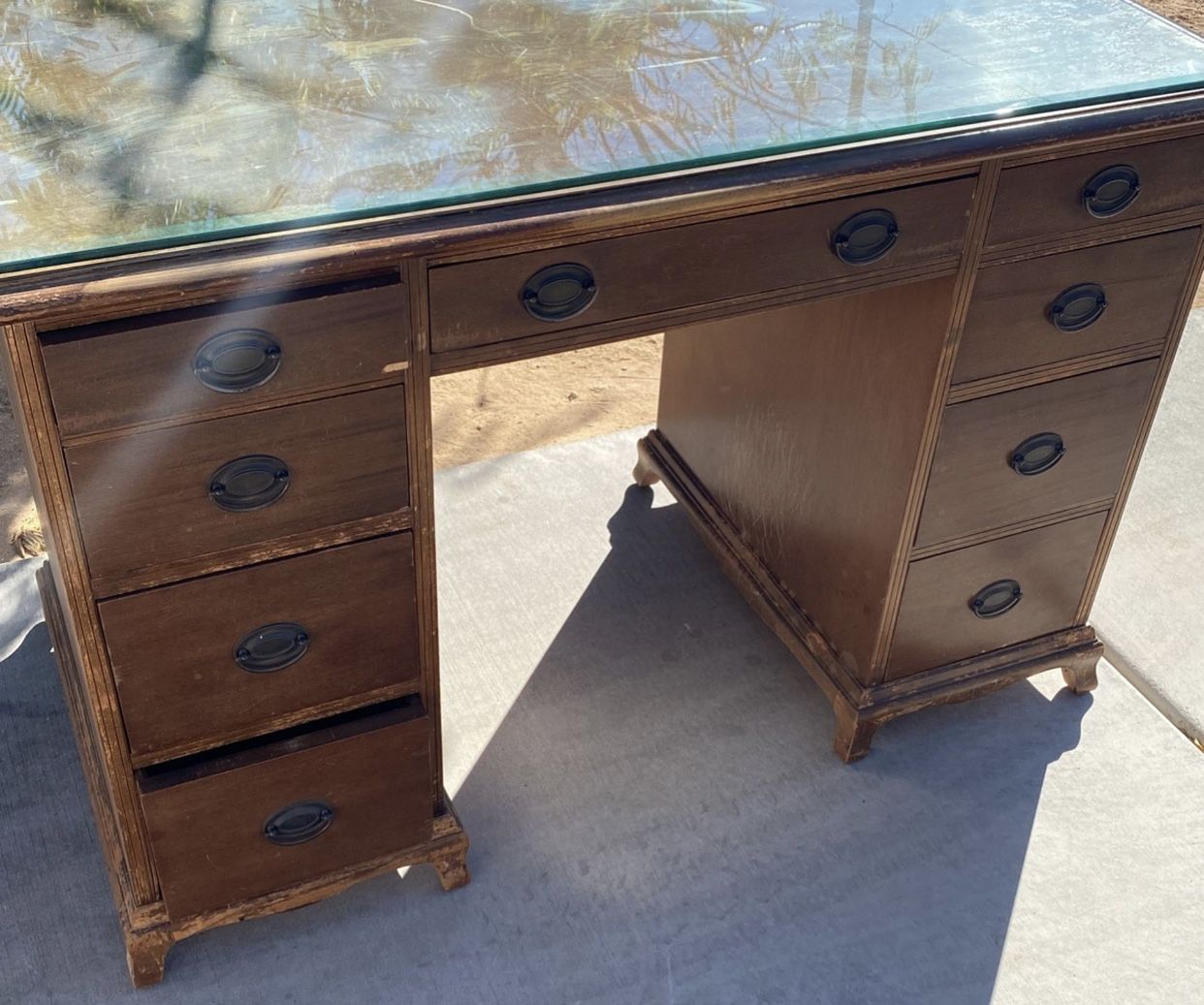 Solid Wood Desk With Glass