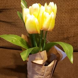 Artificial Potted Yellow Tulips