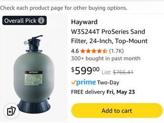 Hayward S244T Sand Filter - Used One Season 