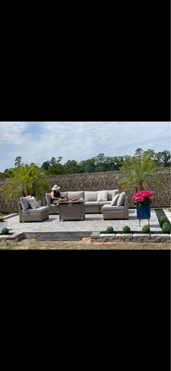 Brand New Outdoor Patio Furniture Set With Propane Fire Pit Table