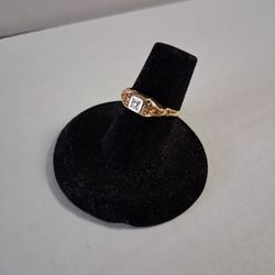 10kt Yellow And White Gold Minded Cut Diamond Rind Sz.6 Old Beautiful Piece 