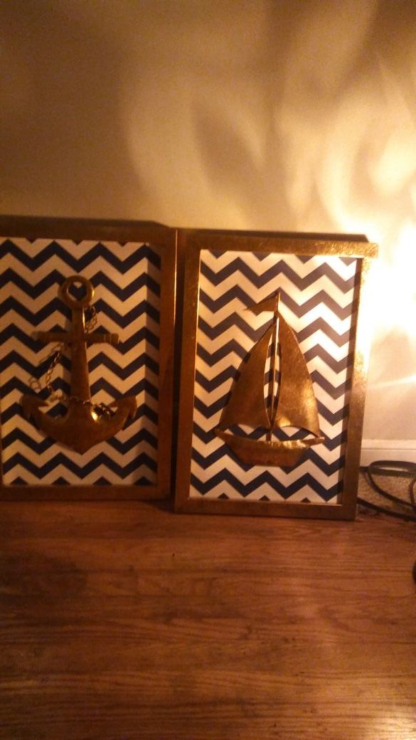 Sailboat and anchor picture frame sold separately or sets copper frame