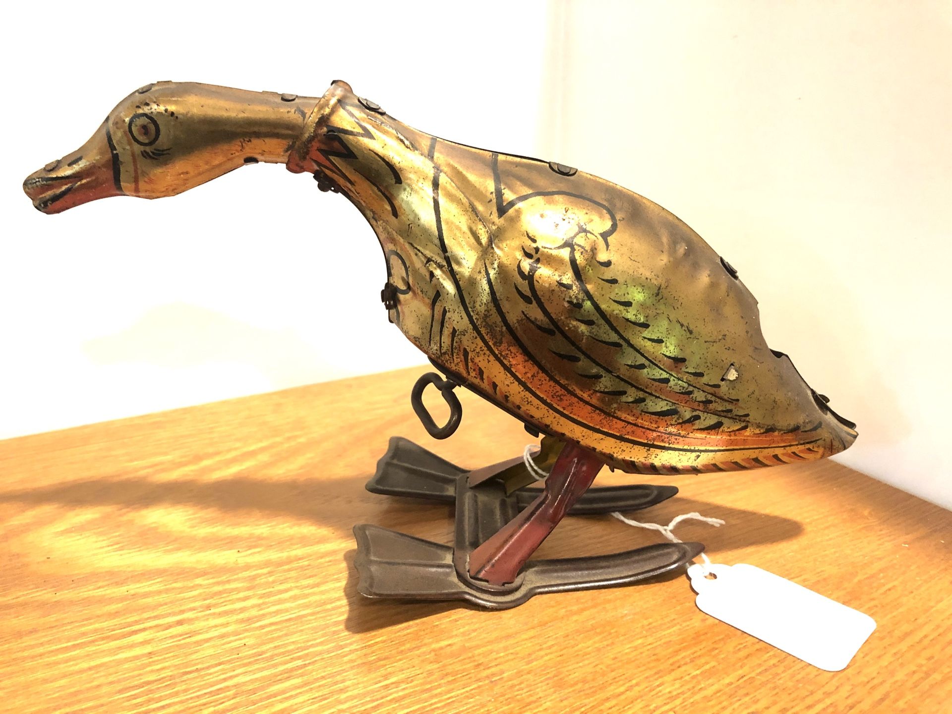 Antique toy - 1920's Louis Marx Wind-Up Walking Pecking Goose Tin Litho metal Toy