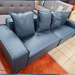 81in Faux Leather Couch Sofa 