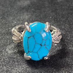 100-2 Turquoise Oval Ring Size 6
