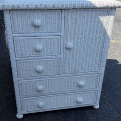 White Wicker dresser