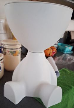 White Plastic Hourglass Plant Pot