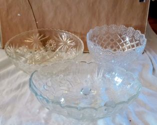 Vintage Lot Of Crystal Serving Bowls And Indiana Glass Fruit Bowl