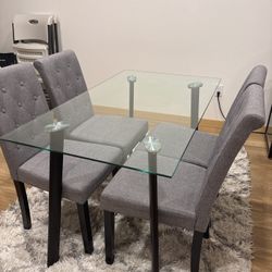 Glass Dining Table & 4 Chairs