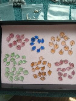 Pressed Glass leaf charms