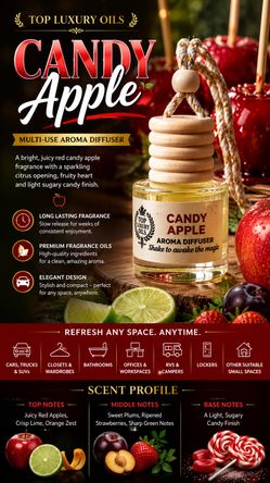 Candy Apple Multi-Use Aroma Diffuser – Juicy Apple Fruity Candy Scent Bring a bright, playful burst of fruity sweetness to your favorite small space