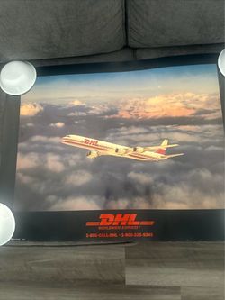 DHL Worldwide Express Plane 23 x 30" Promo Poster Mountains Sky