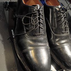 JOHNSTON & MURPHY MEN'S CAP-TOE BLACK LEATHER DRESS SHOES SIZE  10D