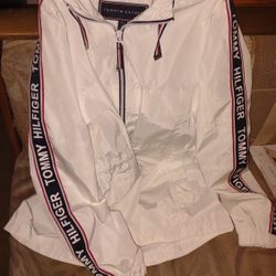 Tommy Hilfiger Long White Windbreaker Womens Size Small