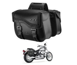 KEMIMOTO Motorcycle Saddlebags Upgraded Bottom Anti-scalding 30L(15Lx2) Luggage Bag Large Capacity PU Leather