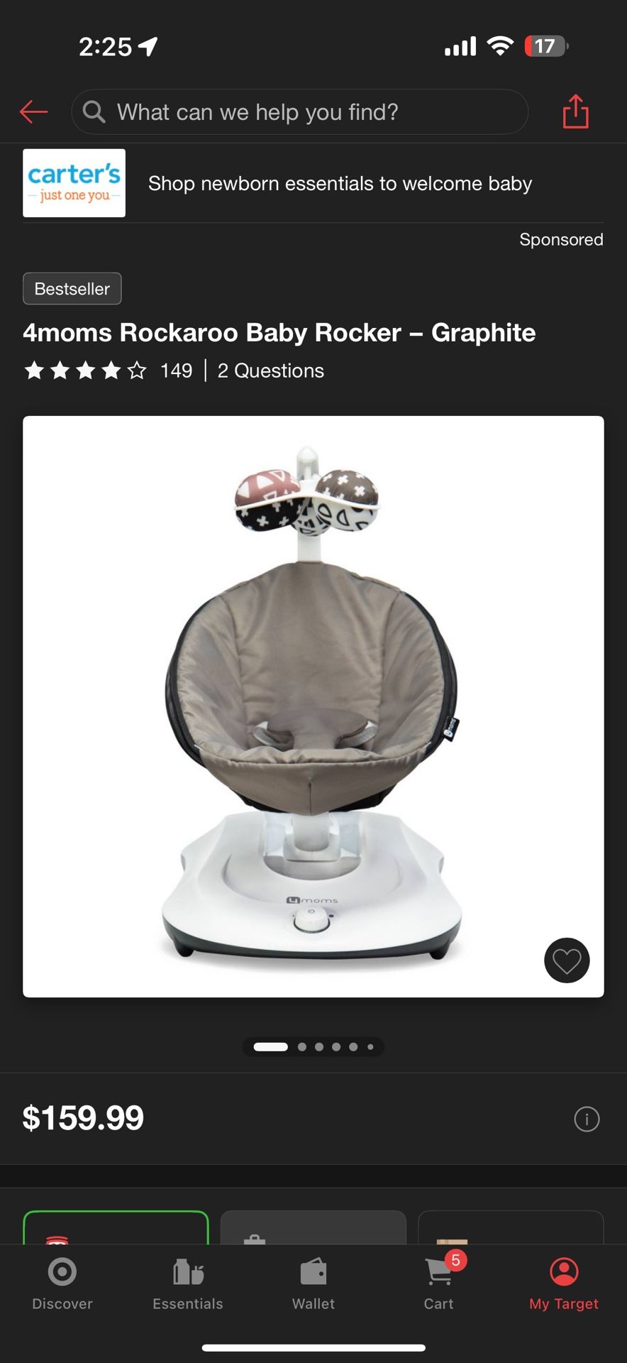 4moms Rockaroo Baby Rocker BEARLY USED