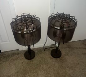 Pair of Industrial Cage Table Lamps