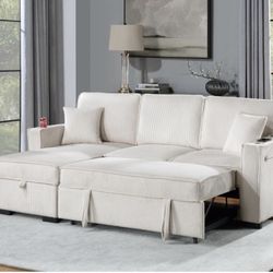 Corduroy Sectional Sleeper With Storage