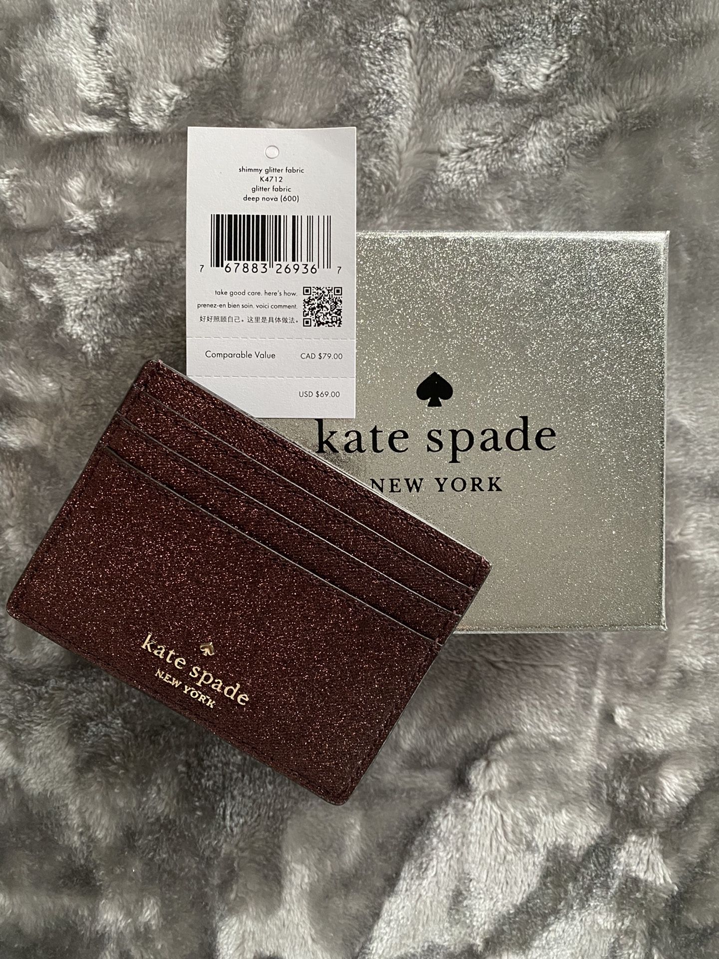 Kate Spade shimmy glitter boxed small cardholder