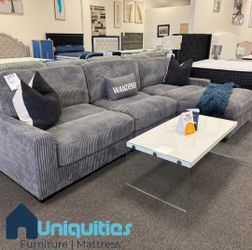 Gray Corduroy Sectional Couch